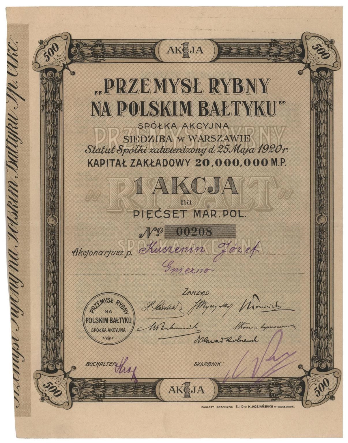 Zdjęcie akcji Przemysł Rybny na Polskim Bałtyku Spółka Akcyjna