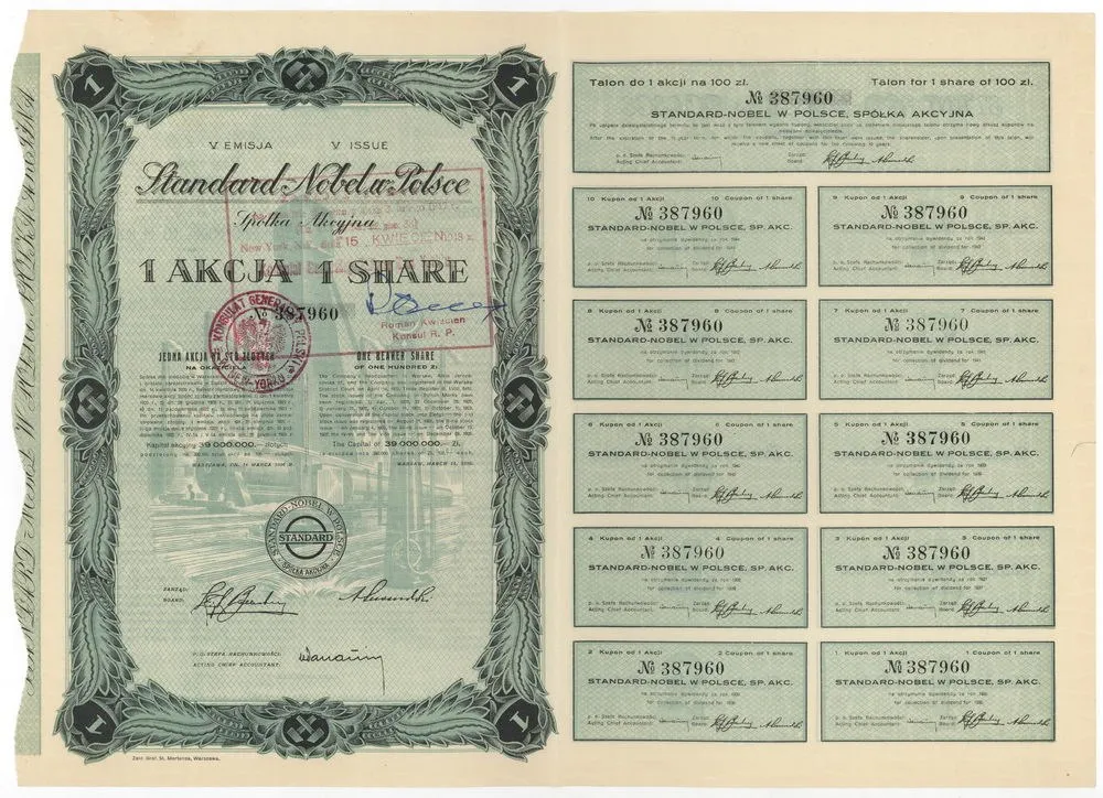 Zdjęcie akcji "Standard-Nobel w Polsce" Spółka Akcyjna