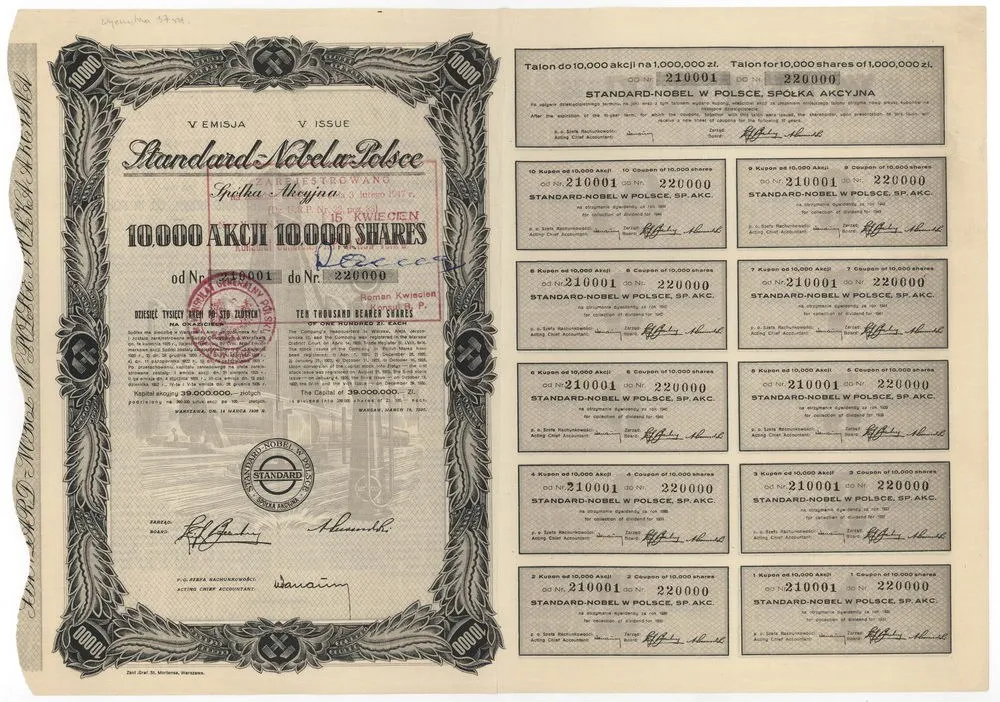 Zdjęcie akcji "Standard-Nobel w Polsce" Spółka Akcyjna