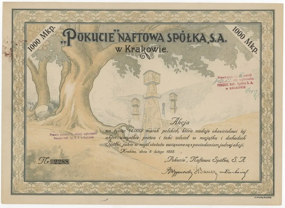 Zdjęcie akcji "Pokucie" Naftowa Spółka, Spółka Akcyjna w Krakowie