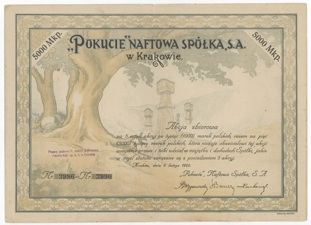 Zdjęcie akcji "Pokucie" Naftowa Spółka, Spółka Akcyjna w Krakowie
