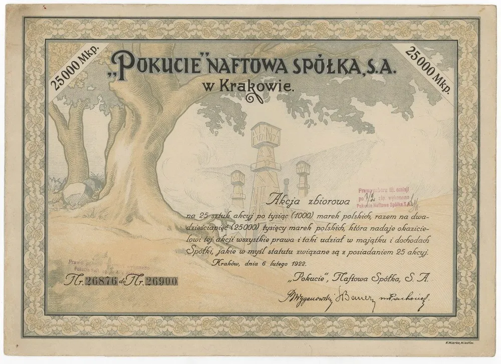 Zdjęcie akcji "Pokucie" Naftowa Spółka, Spółka Akcyjna w Krakowie